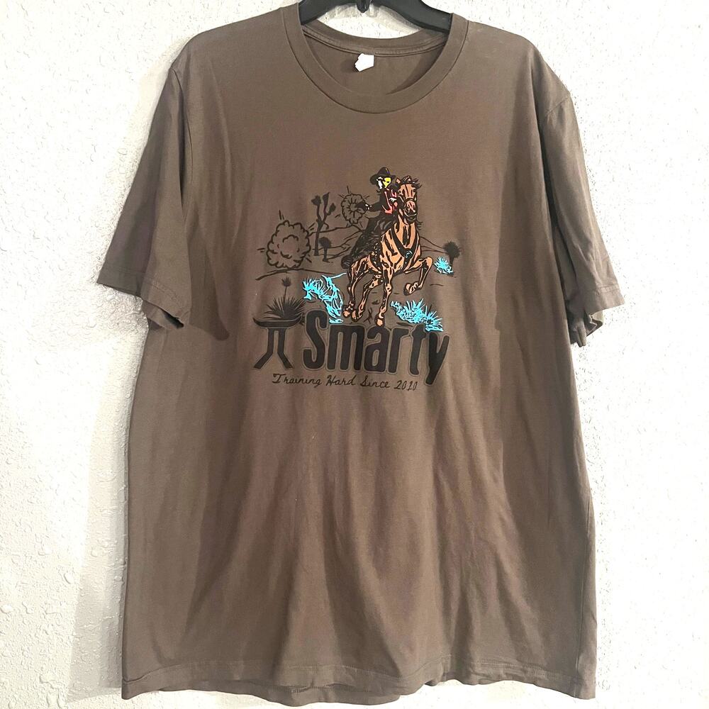 Smarty Training Hard Since 2010 T Shirty XXL Green Unisex  Cowboy on Horseback